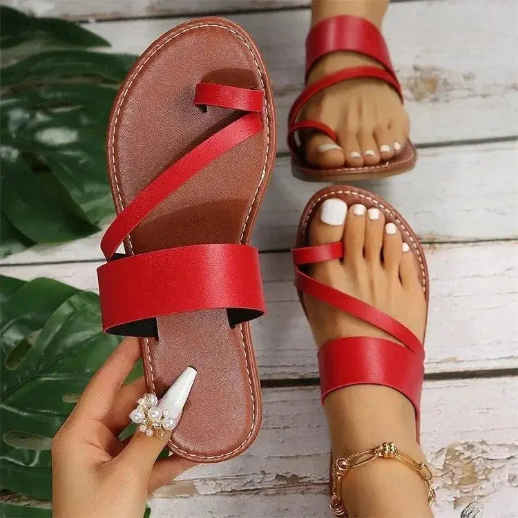 Women Minimalist Thong Sandals 2024 New Fashion Flat Sandals Summer Outdoor Beach Vacation Leisure Woman Shoes - Lady T Fashions