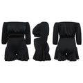 CM.YAYA Plus Size Women's Set Long Sleeve Slash Neck T-Shirt and Shorts 2025 Summer Ruched Two 2 Piece Set Outfits Tracksuit - Lady T Fashions