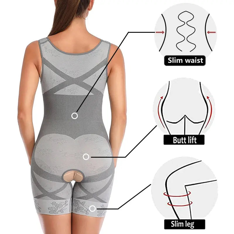 Shapewear Women Full Body Shaper Slimming Bodysuit Open Crotch Corset Waist Trainer Shaping Underwear Butt Lifter Lingerie Fajas - Lady T Fashions