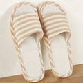 House Linen Slippers Women Floral Autumn Cute Home Indoor Non Slip Funny Sandals Cartoon Kawaii Cat Shoes Flat Flax Striped Lady T Fashions