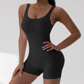 Women Sexy Hollow Out Bodysuit Seamless Square Neck Backless Bodysuit Fitness Yoga Trainning High Elastic Sports Short Bodysuit - Lady T Fashions