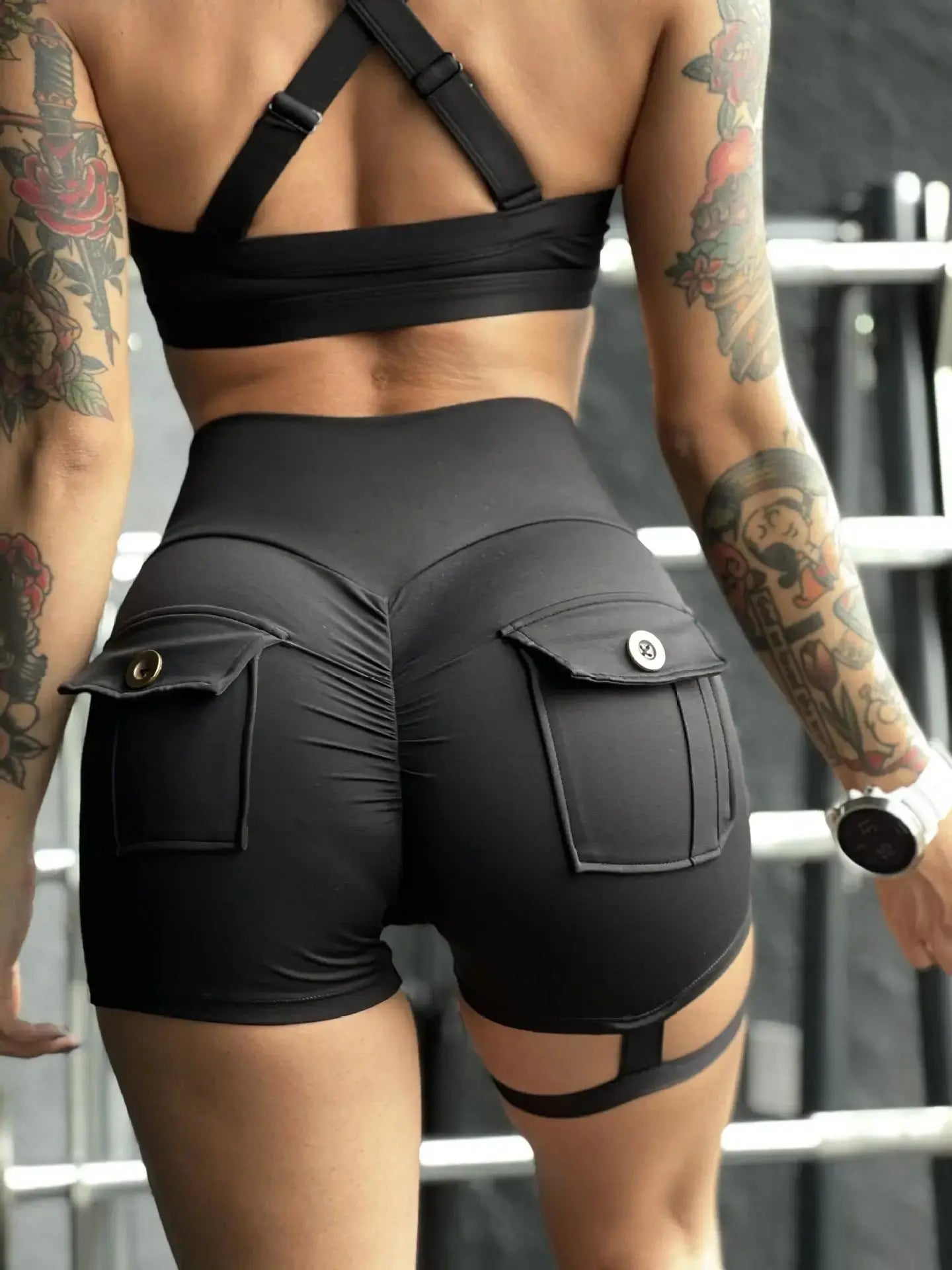 Sexy Shorts Women Sport With Pocket Buttocks Fitness Summer High Waist Tights Leggings Push Up Female Shorts Gym Clothing Pants - Lady T Fashions
