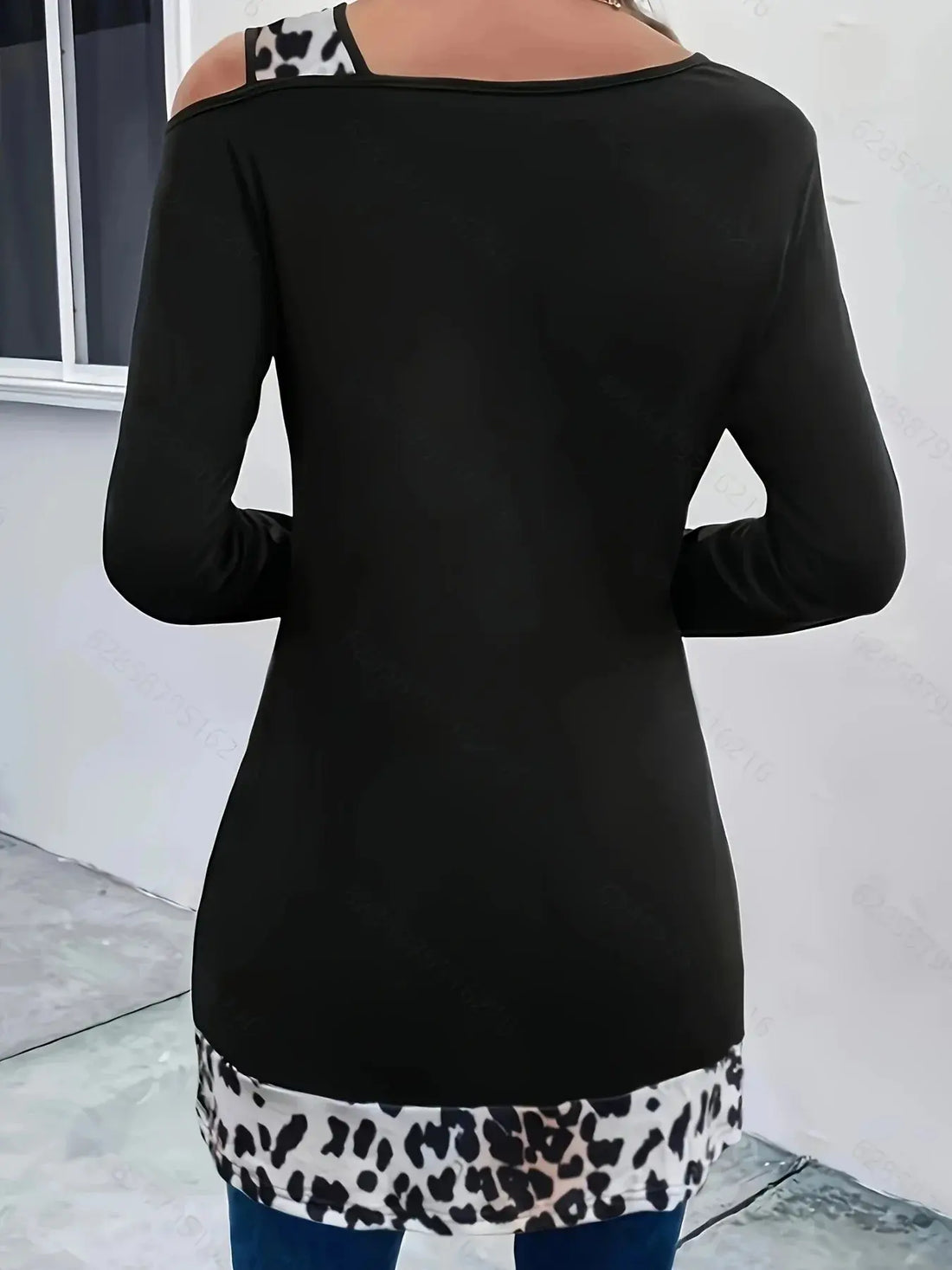 Plus Size Women's Fashion 1XL-5XL Women's Fashion Off Shoulder Color Blocked Long Sleeved T-shir Ladies Casual Long Sleeves Blouse Shirt Top - Lady T Fashions
