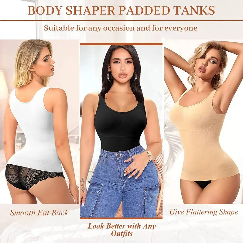 Shapewear for Women Tummy Control Waist Trainer Built-in Bra Shaping Tank Tops Slimming Body Shaper Compression Vest Underwear - Lady T Fashions