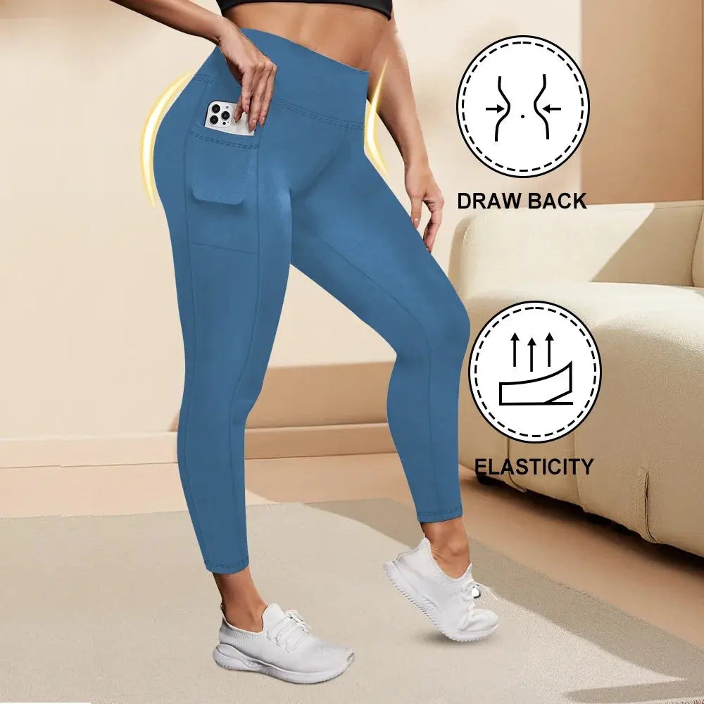 Women's High-Waisted Yoga Pants Plus Size Butt-Lifting Workout Leggings with Pockets Elastic Activewear for Gym & Running - Lady T Fashions