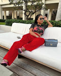Women Pants  Spring Summer Casual Satin Stretch High Waist Cargo Pants With Pocket Streetwear Solid Wide Leg Pants Flare Trouser - Lady T Fashions