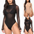Fashion Ladies Sheer Transparent Bodysuit For Women Summer Solid Color Long Sleeve Jumpsuits Bodysuits Female Clothing - Lady T Fashions