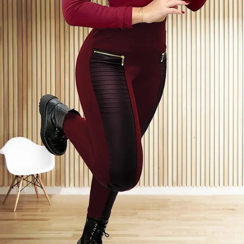 Women Long Pants Sexy Sheah Pencil Pant Slim Streetwear High Waist Zipper Mom Casual Streetwear Elegant Splice Y2k Capris 2025 Lady T Fashions