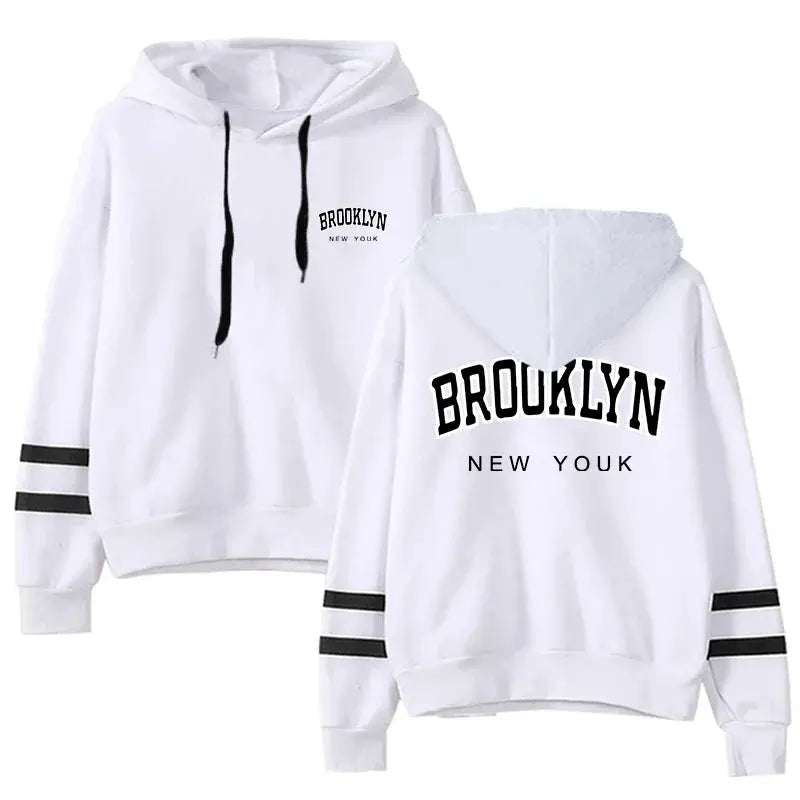Women's Hooded Sweatshirts New Arrival Brooklyn Printed Long Sleeved Pullover Girls Autumn Winter Daily Casual Sports Hoodies - Lady T Fashions