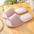 House Linen Slippers Women Floral Autumn Cute Home Indoor Non Slip Funny Sandals Cartoon Kawaii Cat Shoes Flat Flax Striped Lady T Fashions