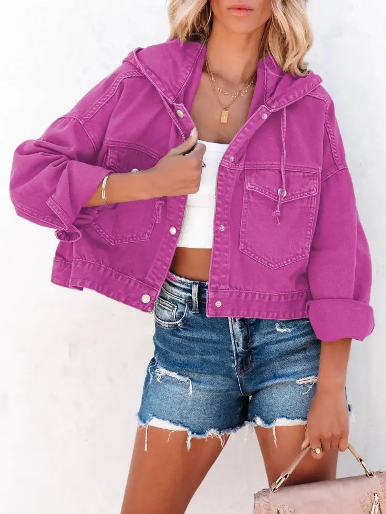 Fashion New Jackets for Women 2022 Hooded Denim Jacket Women Vintage Jean Coats Casual Long Sleeve Top Clothes Women Streetwear - Lady T Fashions