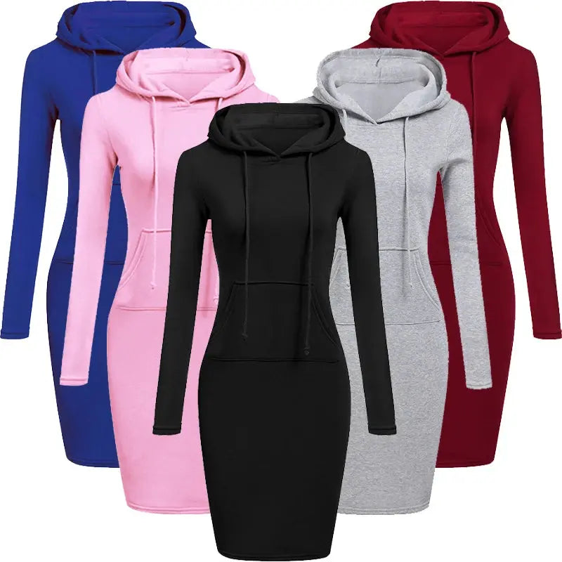 Ladies Dress Autumn Women Hooded Dresses Hoodies Women Sweatshirts Women Hoodies Dress Tops Ladies Clothing - Lady T Fashions
