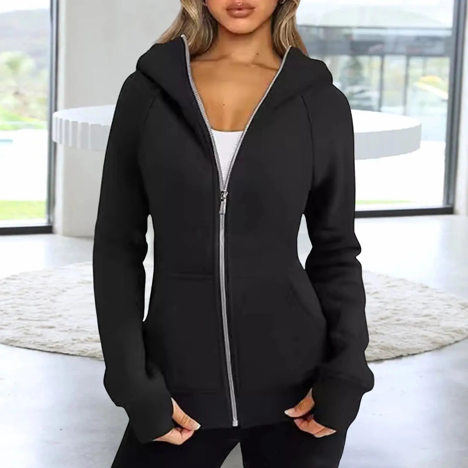Women Oversize Hoodies Sweatshirts Pullovers Hoodie Female Patchwork Sweatshirt Autumn Warm Hoody Zipper UP Tops S-3XL - Lady T Fashions