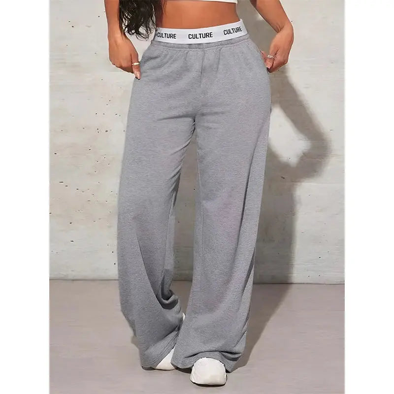 Women's Fashion Pants High Waist Webbing Loose Women's Wide Leg Pants Solid Colour Casual Female Pants Autumn Daily Wear - Lady T Fashions