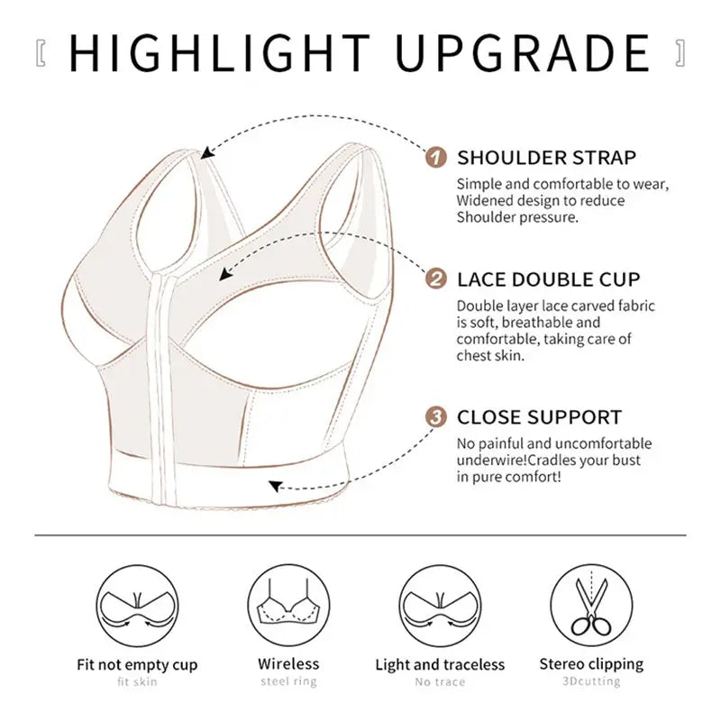 Women Shapewear 3-in-1 Bra Waist Trainer Posture Corrector Push Up Underwear Slimming Corset Girdle Buckle Belly Sheath Vest - Lady T Fashions