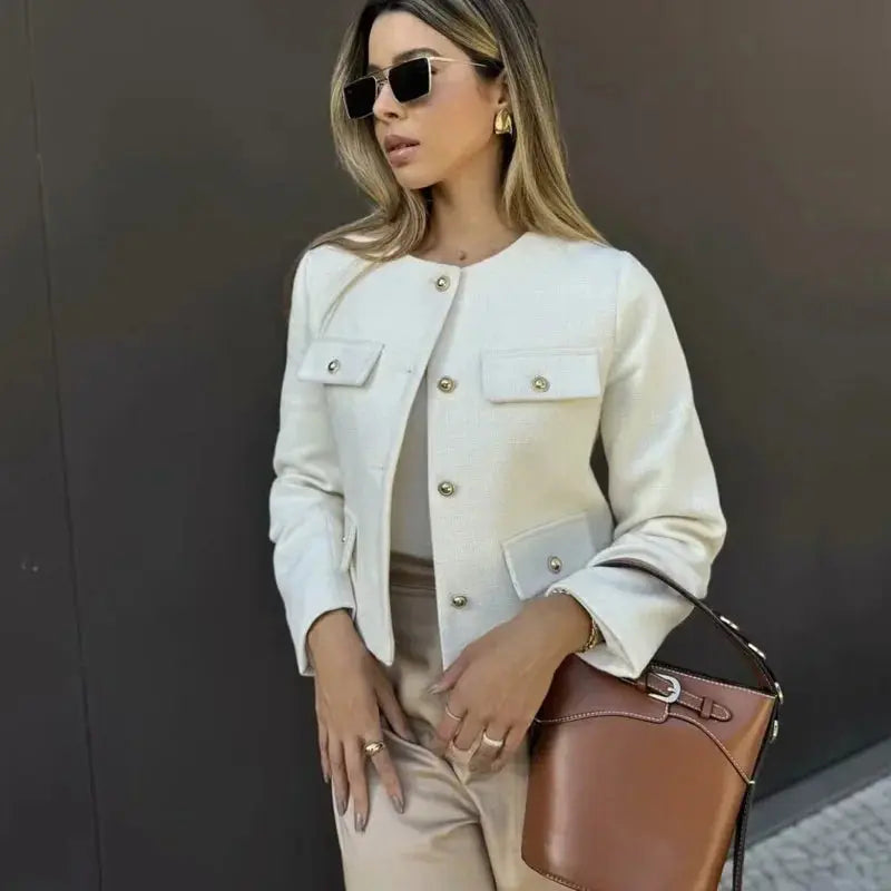 2025 New Woman Jackets Outerwears Long Sleeve Cropped Fashion Jacket for Women Button Short Coats Elegant Women's Coat - Lady T Fashions