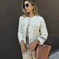 2025 New Woman Jackets Outerwears Long Sleeve Cropped Fashion Jacket for Women Button Short Coats Elegant Women's Coat - Lady T Fashions
