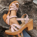 Lucyever Lightweight High Heeled Sandals for Women 2025 Summer Ankle Buckle Female Gladiator Sandal Woven Platform Sandles Woman - Lady T Fashions