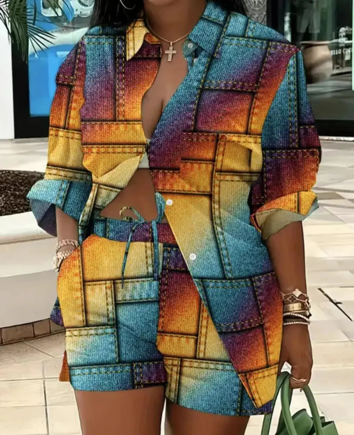 Clothes for Women Fashion Women Long Sleeve Printing Two Piece Sets Womens Outifits Top Short Matching Sets S-3XL Women Clothing - Lady T Fashions