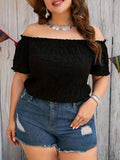 Plus Size Summer Women Elegant Off The Shoulder Dress Casual Fashion Solid Tops Office Lady Loose Curve Clothing - Lady T Fashions