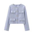 2025 New Woman Jackets Outerwears Long Sleeve Cropped Fashion Jacket for Women Button Short Coats Elegant Women's Coat - Lady T Fashions