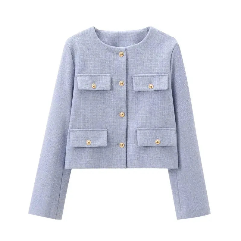 2025 New Woman Jackets Outerwears Long Sleeve Cropped Fashion Jacket for Women Button Short Coats Elegant Women's Coat - Lady T Fashions