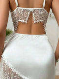 Women Sexy Nightwear Lace Nightgowns V-neck Sleeveless Lace Silk Satin Nightdress Nightwear Sleepshirts Sleep Wear Clothes - Lady T Fashions
