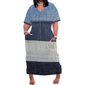 Women's Polyester Denim Style A-Line Midi Dress Light Blue Short Sleeve Casual Work - Lady T Fashions