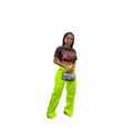 Women Pants  Spring Summer Casual Satin Stretch High Waist Cargo Pants With Pocket Streetwear Solid Wide Leg Pants Flare Trouser - Lady T Fashions
