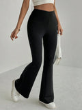Women's Plain High Waist Flare Leg Pants, Casual Comfy Bell Bottom Trousers for Daily wear, Ladies Tight Flared Pants Lady T Fashions