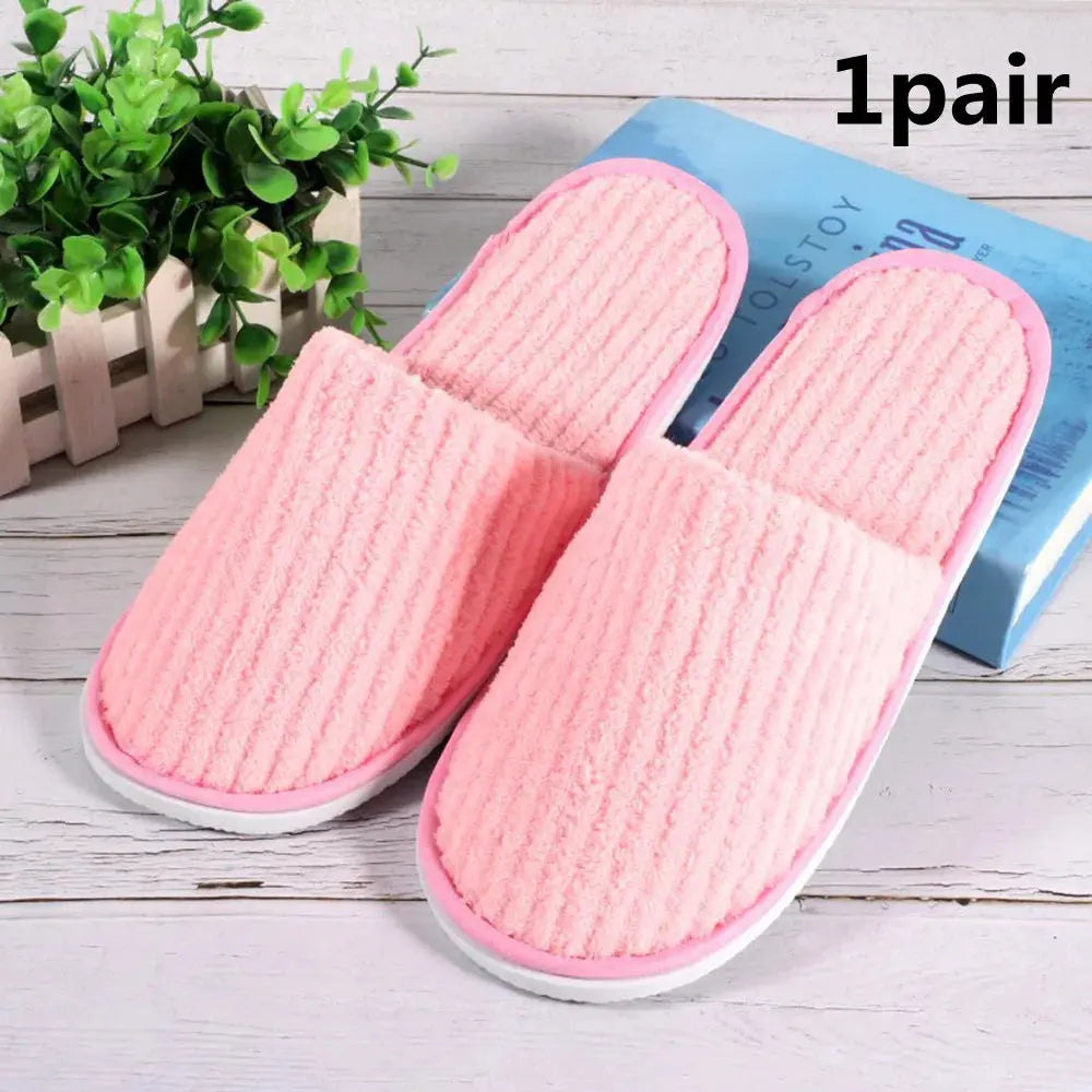 3/1 Pairs/Set Non-slip Travel Hotel Slippers Winter Warm Home Indoor Guest Slippers High Quality Disposable Closed Toe Slippers Lady T Fashions