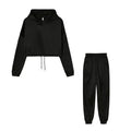 Fashion Trend Women's Wear, Long-sleeved Sports Casual Suit Waist Two-piece Set - Lady T Fashions