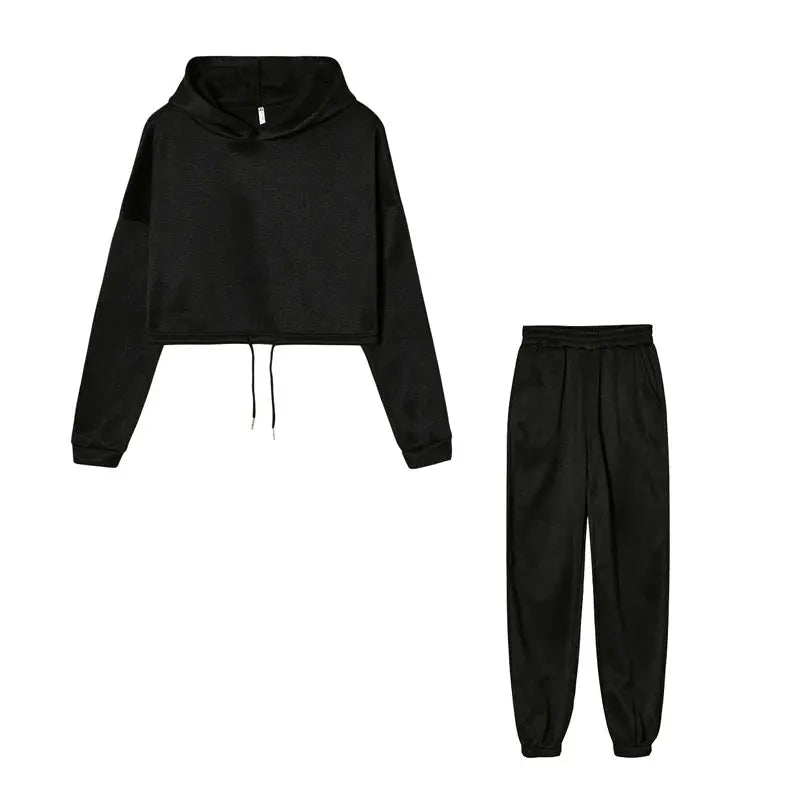 Fashion Trend Women's Wear, Long-sleeved Sports Casual Suit Waist Two-piece Set - Lady T Fashions