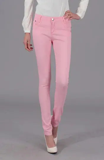 Women Dress Pants Tapered Leg  Colored Stretch Slim Jeans Skinny Trousers  Pockets  for Daily ouc073 - Lady T Fashions
