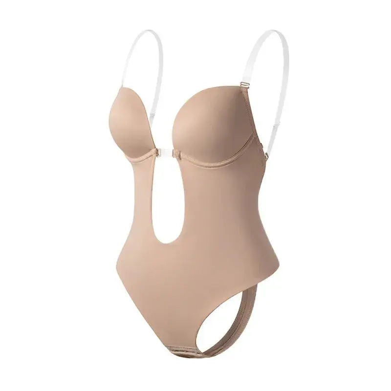 Women Shapers Underwear Backless Bodysuit Shapewear M L XL Deep V-Neck Body U Plunge Clear Strap Padded Push Up Corset - Lady T Fashions