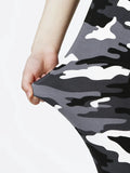CUHAKCI Plus Size High Stretch Women's Leggings Camouflage White Gray Pants Sports casual tight fit Sports Cropped Pants - Lady T Fashions