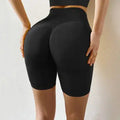 Women Sport Shorts Sexy High Waist Tight Shorts Gym Workout Seamless Hip Short Leggings for Women Summer Cycling Black Shorts - Lady T Fashions