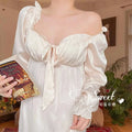 Women's Elegant Nightgown French Style Ladies Summer Long Sleeve Night Dress Bow Sexy Homewear Nightdress For Female S-2XL - Lady T Fashions