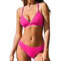 Backless Bikini Set for Women Two Piece Swimsuit Triangle V Neck Low Rise Bikini Push Up Fashion Solid Split Bathing Suit Swim - Lady T Fashions