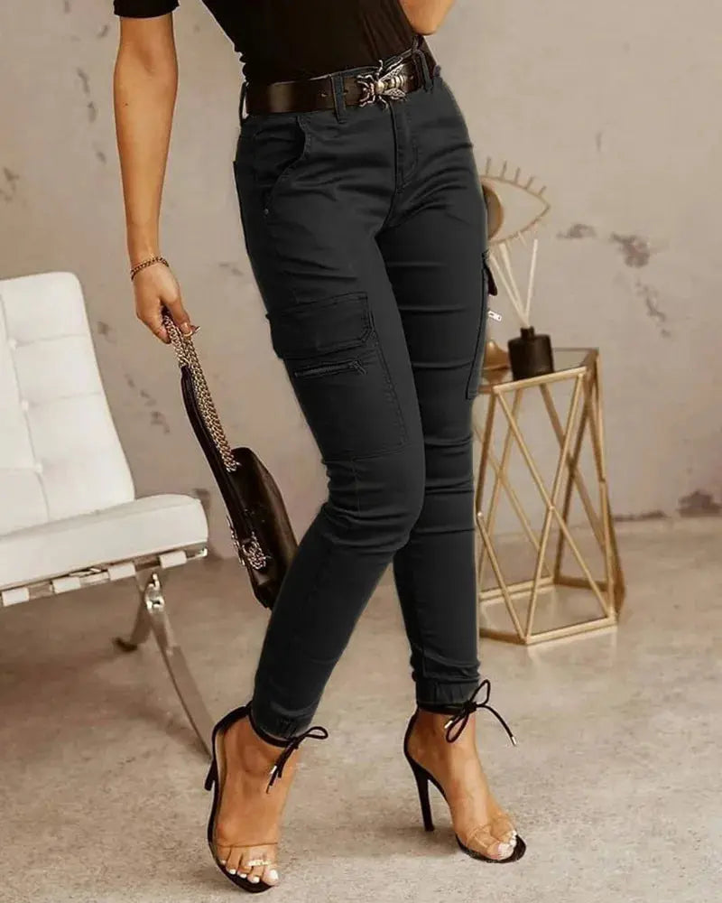 Pant Women Long Pants Slim Low Waist Solid Casual Regular Straight Trousers Y2k Streetwear Button Pocket 2025 Capris Tracksuit Lady T Fashions