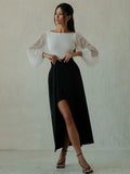 Sexy Bodysuit For Women Black White Bodycon Mesh Long Sleeve One Pieces Solid Round Neck Bodysuits Jumpsuit Tops Body Suit Y2K - Lady T Fashions