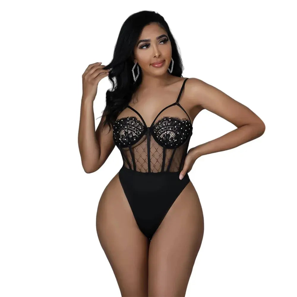 Women's Dress Suit Sexy Lace Two Piece Set Bodysuits With Skirt Elegant Solid V Neck Official Lady Sets New Outfit Party Dresses - Lady T Fashions