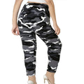 CUHAKCI Plus Size High Stretch Women's Leggings Camouflage White Gray Pants Sports casual tight fit Sports Cropped Pants - Lady T Fashions