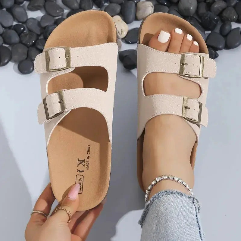 Slippers For Women Cork Footbed Beach Sandals Outdoor Suede Clogs Sandals With Adjustable Buckle Men Sandals Lady T Fashions