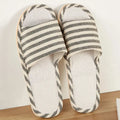 House Linen Slippers Women Floral Autumn Cute Home Indoor Non Slip Funny Sandals Cartoon Kawaii Cat Shoes Flat Flax Striped Lady T Fashions