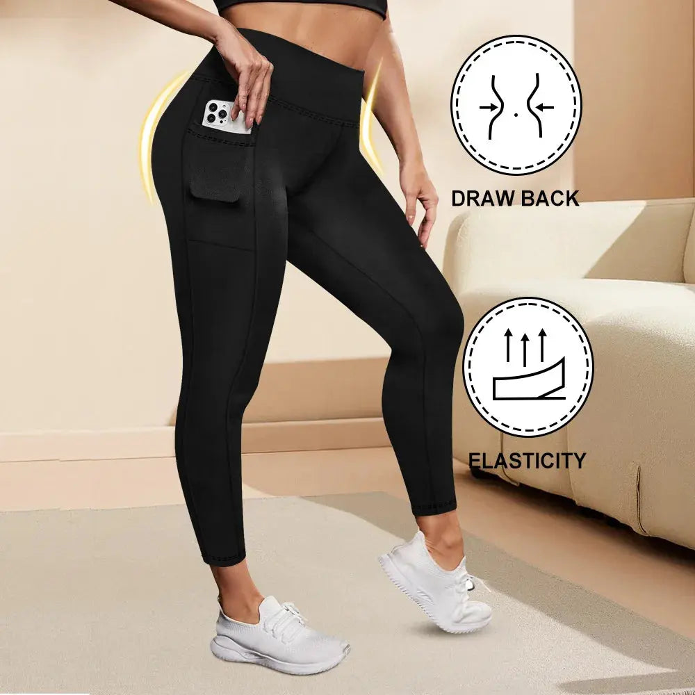 Women's High-Waisted Yoga Pants Plus Size Butt-Lifting Workout Leggings with Pockets Elastic Activewear for Gym & Running - Lady T Fashions