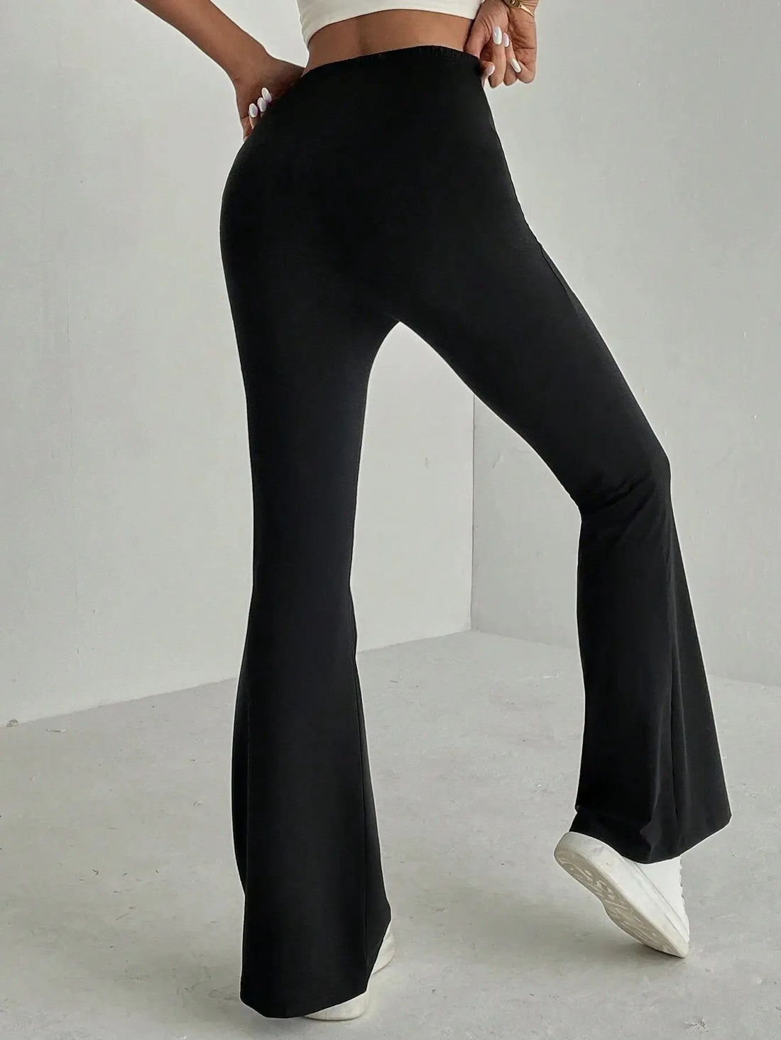 Women's Plain High Waist Flare Leg Pants, Casual Comfy Bell Bottom Trousers for Daily wear, Ladies Tight Flared Pants Lady T Fashions