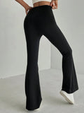 Women's Plain High Waist Flare Leg Pants, Casual Comfy Bell Bottom Trousers for Daily wear, Ladies Tight Flared Pants Lady T Fashions