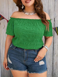 Plus Size Summer Women Elegant Off The Shoulder Dress Casual Fashion Solid Tops Office Lady Loose Curve Clothing - Lady T Fashions