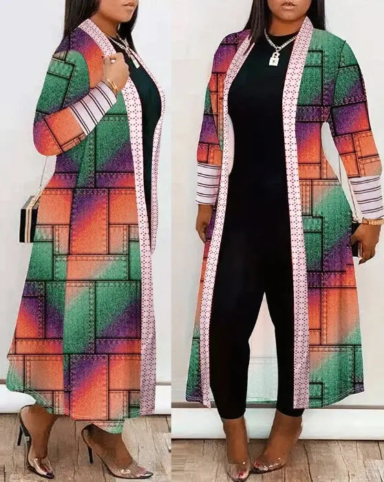Jackets for Women 2023 Autumn/winter New Fashion Casual Daily Plus Size Leopard Print Open Front Longline Coat Elegant Commuting - Lady T Fashions